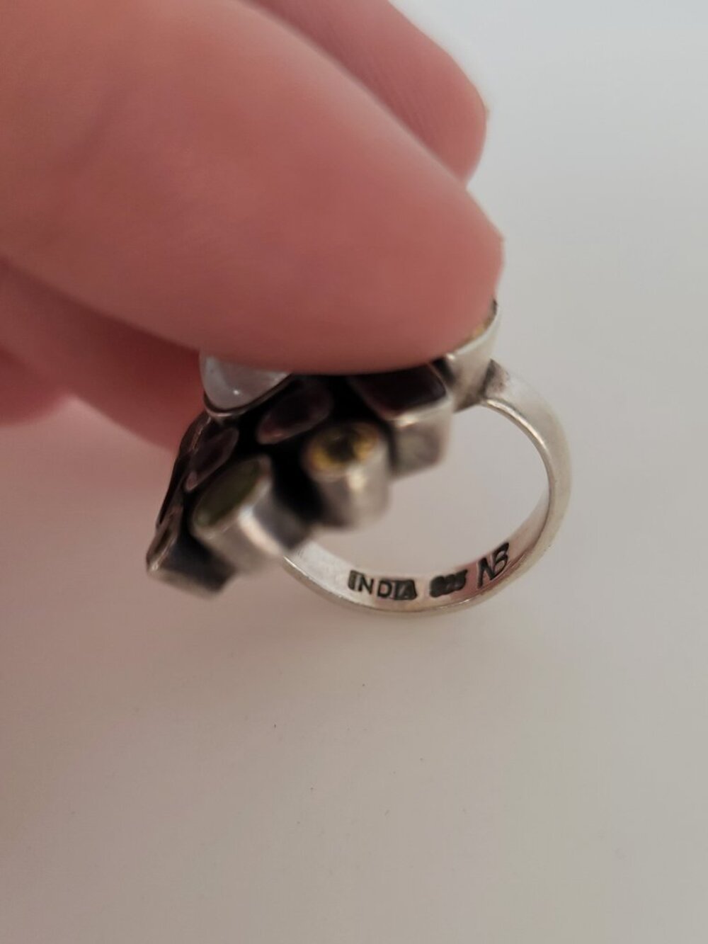 Garnet, Moonstone, Citrine, Peridot & Sterling Ring - Picture 3 of 5